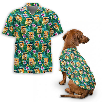 Hamster Tropical Matching Dog Owner Hawaiian Shirts, Funny Pet Aloha Shirt for Beach Vacation - Azhawaiian
