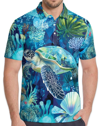 Sea Turtle Ocean Polo Shirt | Azhawaiian