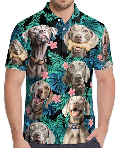 Weimaraner Tropical Pattern Polo Shirt for Men, Dog Lover Style | Azhawaiian
