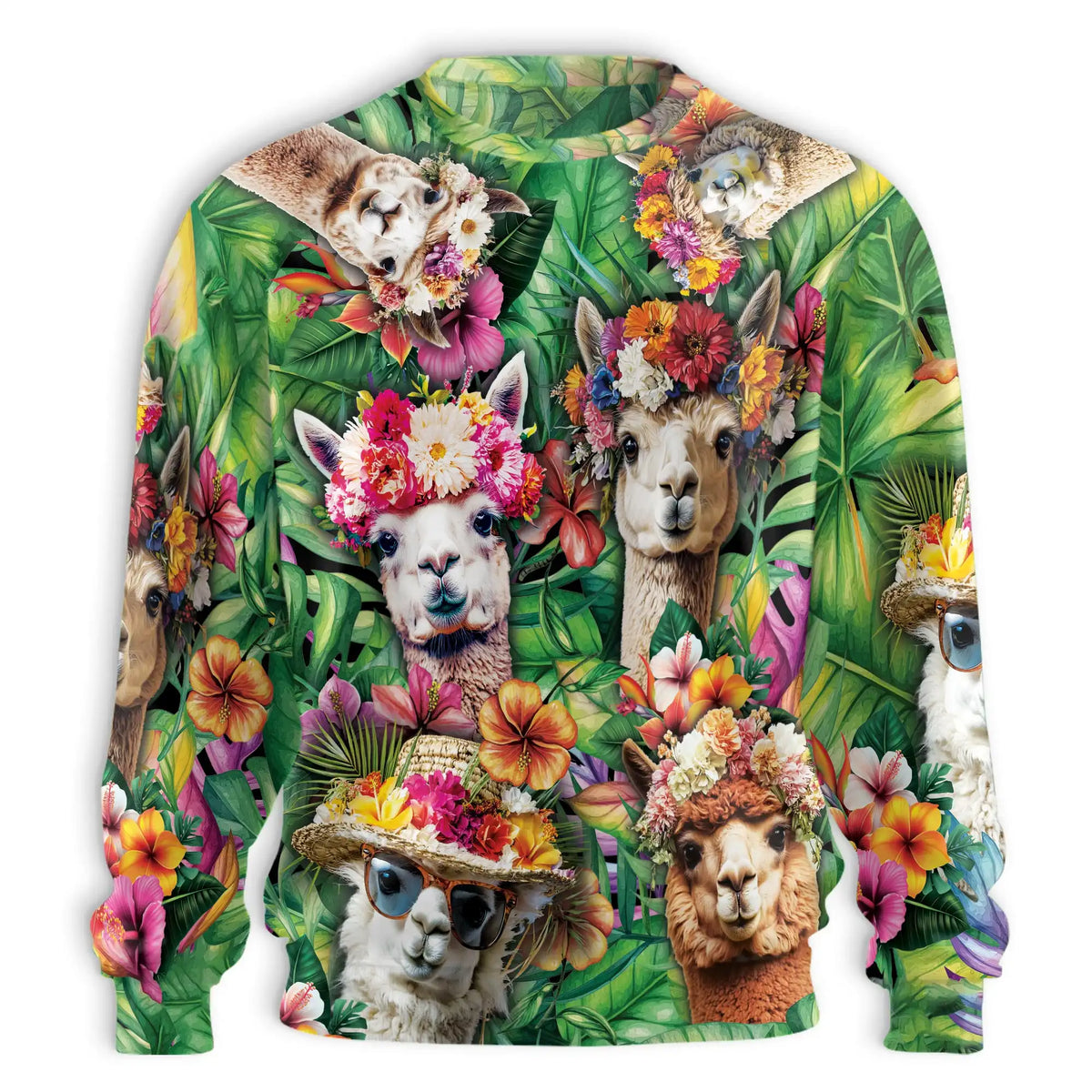 Funny Llama Tropical Sweatshirt – Tropical 3D All Over Print Design