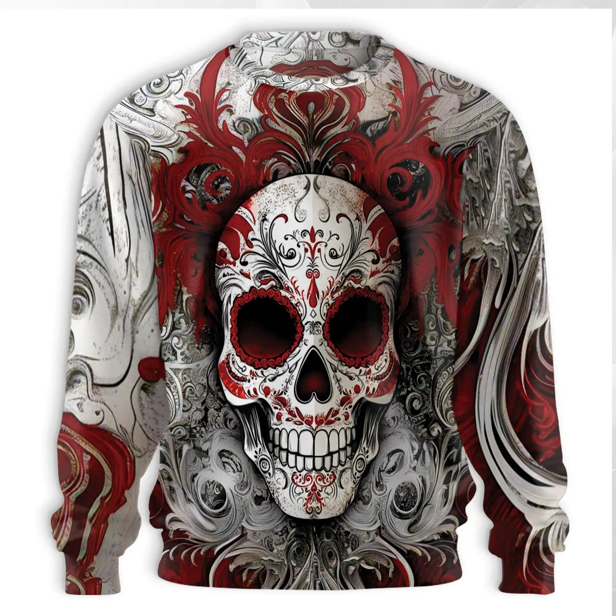 Floral Sugar Skull Sweatshirt – Colorful Graphic 3D All Over Print Design