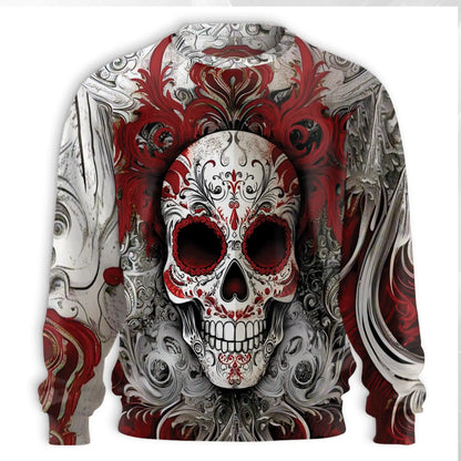 Floral Sugar Skull Sweatshirt – Colorful Graphic 3D All Over Print Design