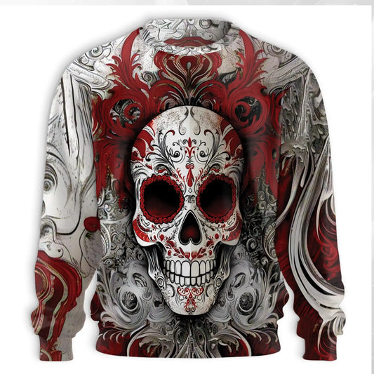 Floral Sugar Skull Sweatshirt – Colorful Graphic 3D All Over Print Design