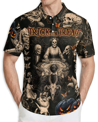 Halloween Skull Polo Shirt, Trick or Treat Style | Azhawaiian