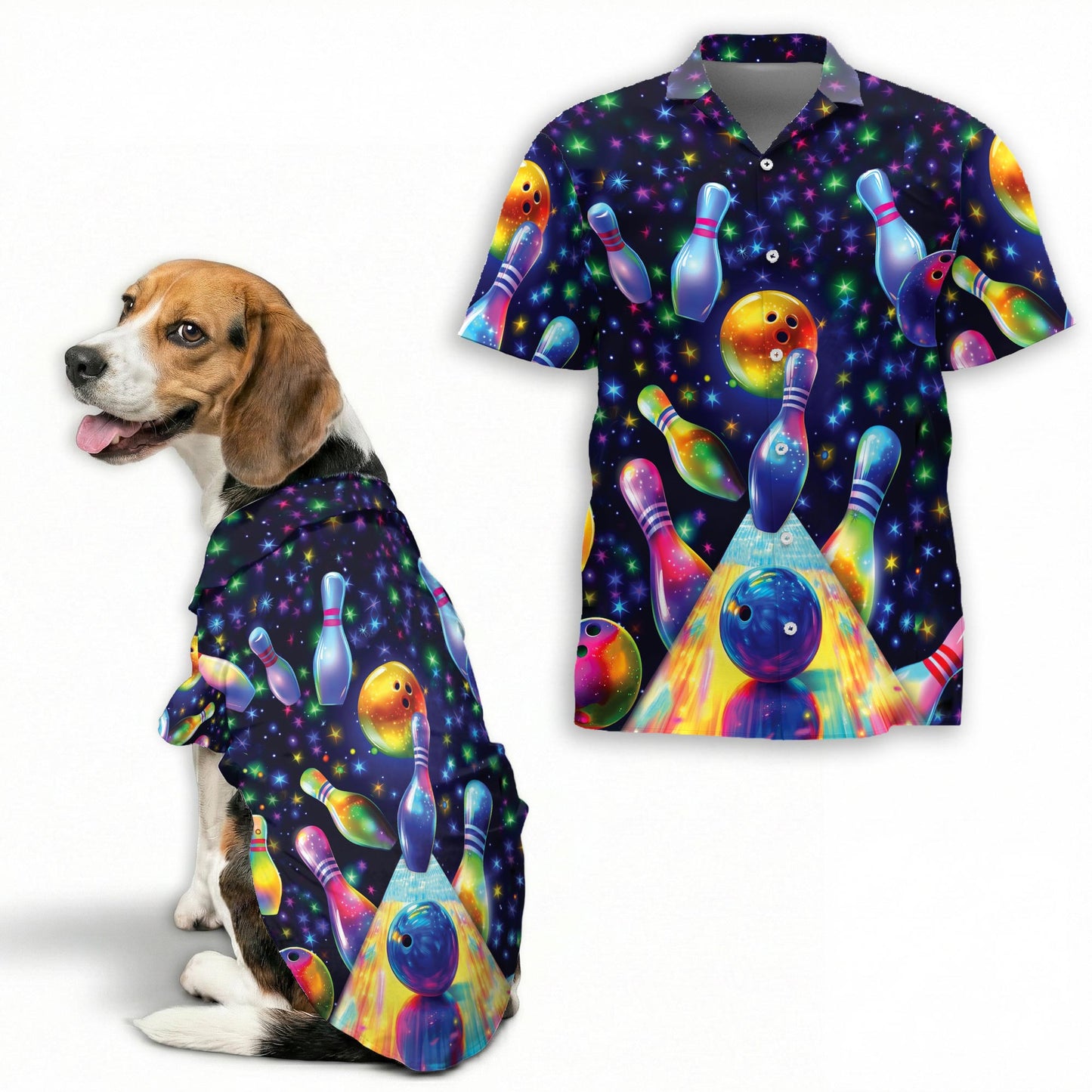 Unique Beach Bowling Matching Dog Owner Hawaiian Shirts, Funny Pet Aloha Shirt for Beach Vacation - Azhawaiian