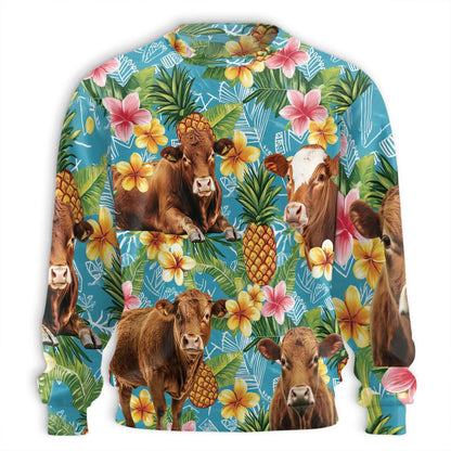 Red Angus Cattle Lovers Pineapple Sweatshirt – Tropical 3D All Over Print Design