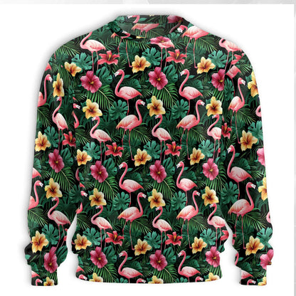 Flamingo Hibiscus Sweatshirt – Tropical 3D All Over Print Design