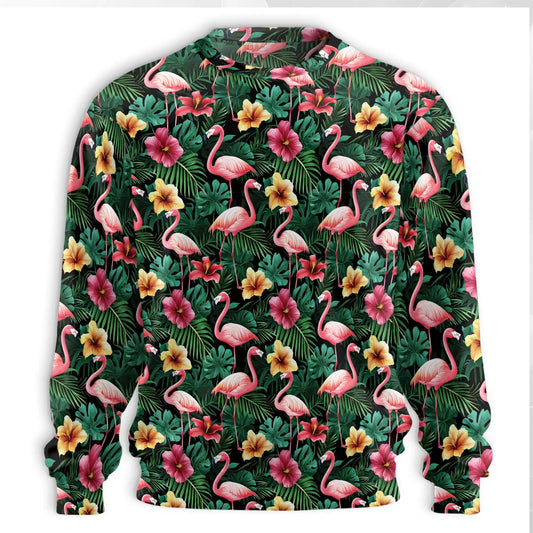 Flamingo Hibiscus Sweatshirt – Tropical 3D All Over Print Design