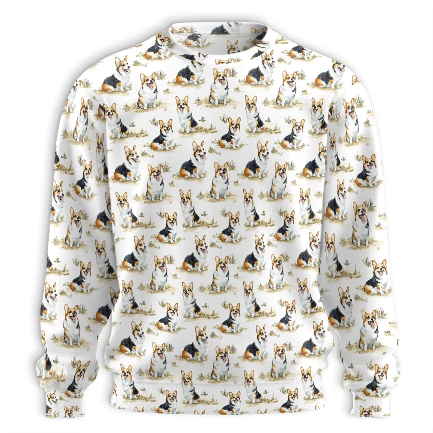 Smiling Corgi Sweatshirt – Colorful Graphic 3D All Over Print Design