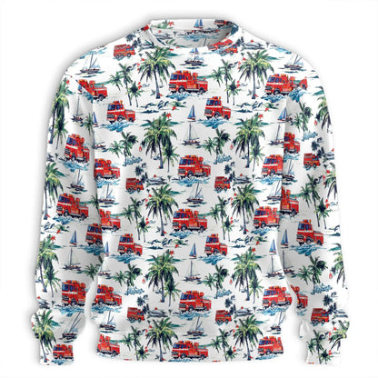 Firefighter Palm Tree Pattern Sweatshirt – Tropical 3D All Over Print Design
