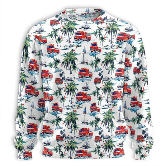 Firefighter Palm Tree Pattern Sweatshirt – Tropical 3D All Over Print Design