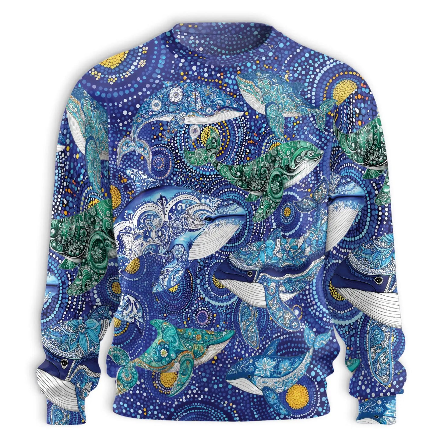 Aboriginal Dot Art Whale Sweatshirt – Colorful Graphic 3D All Over Print Design