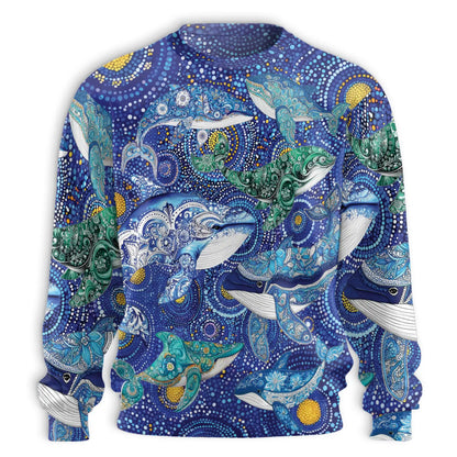 Aboriginal Dot Art Whale Sweatshirt – Colorful Graphic 3D All Over Print Design