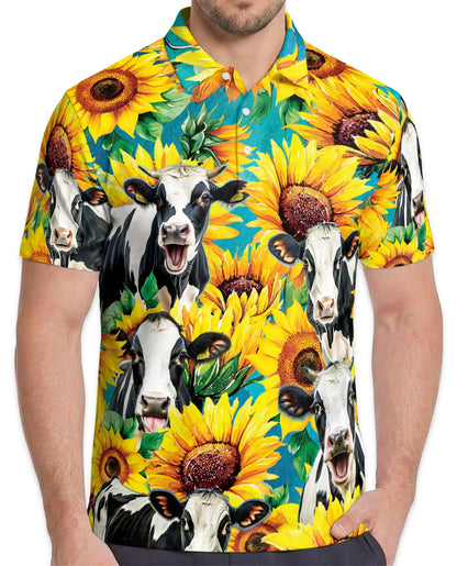 Sunflower Cow 3D Polo Shirt | Azhawaiian