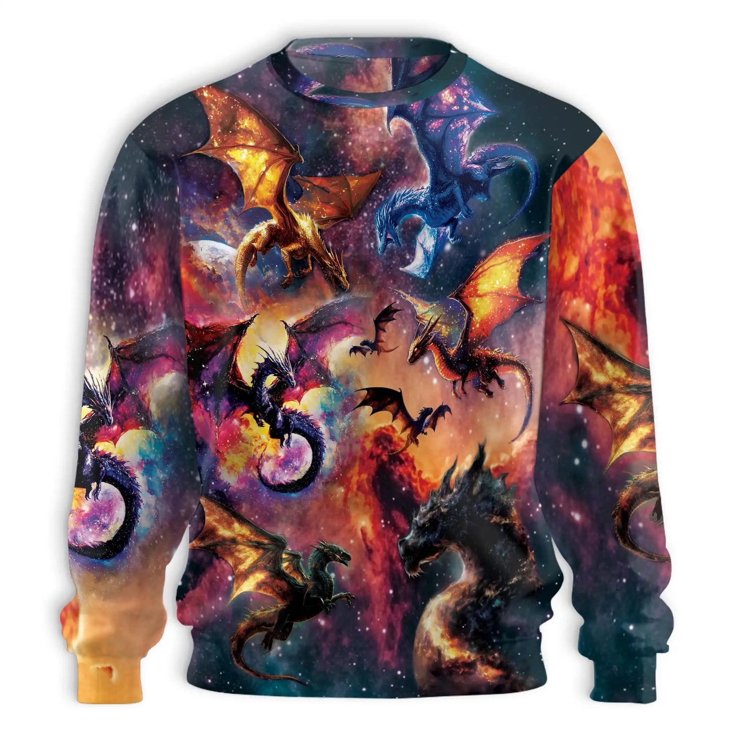 Colorful Mythical Dragons Nebula Sweatshirt – Colorful Graphic 3D All Over Print Design