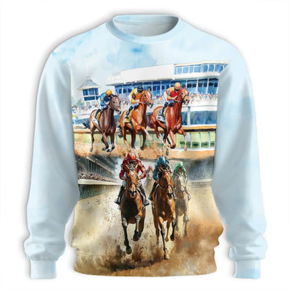 Horse Racing Sweatshirt – Colorful Graphic 3D All Over Print Design