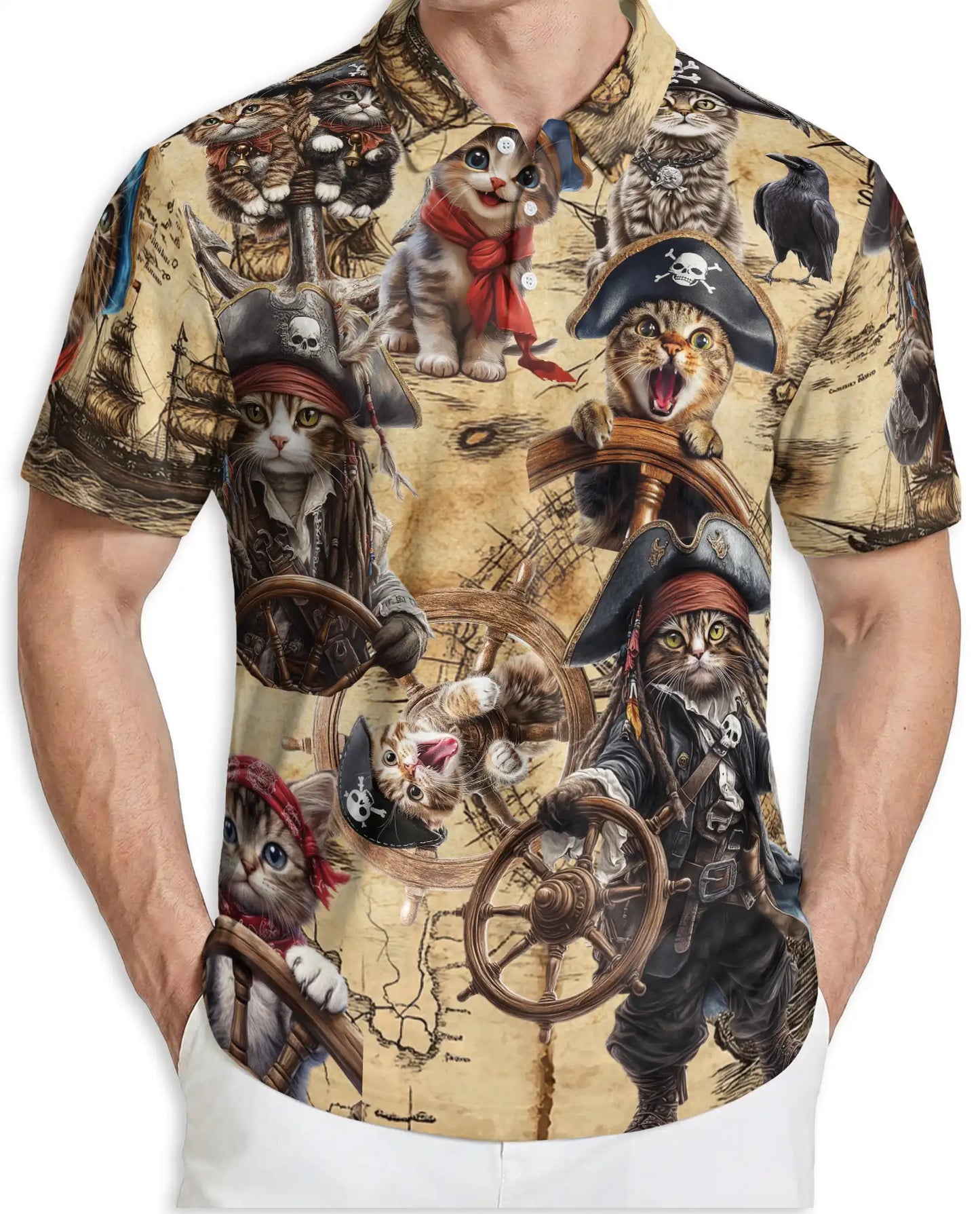Pirate Cat Polo Shirt | Azhawaiian