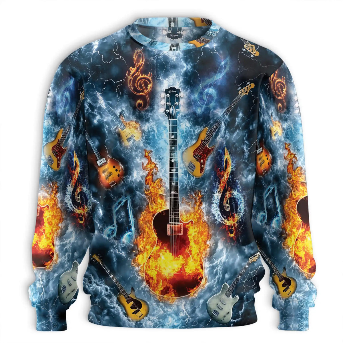Guitar Flame Sweatshirt – Colorful Graphic 3D All Over Print Design