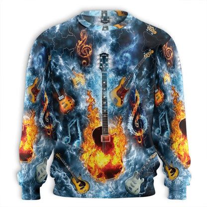 Guitar Flame Sweatshirt – Colorful Graphic 3D All Over Print Design