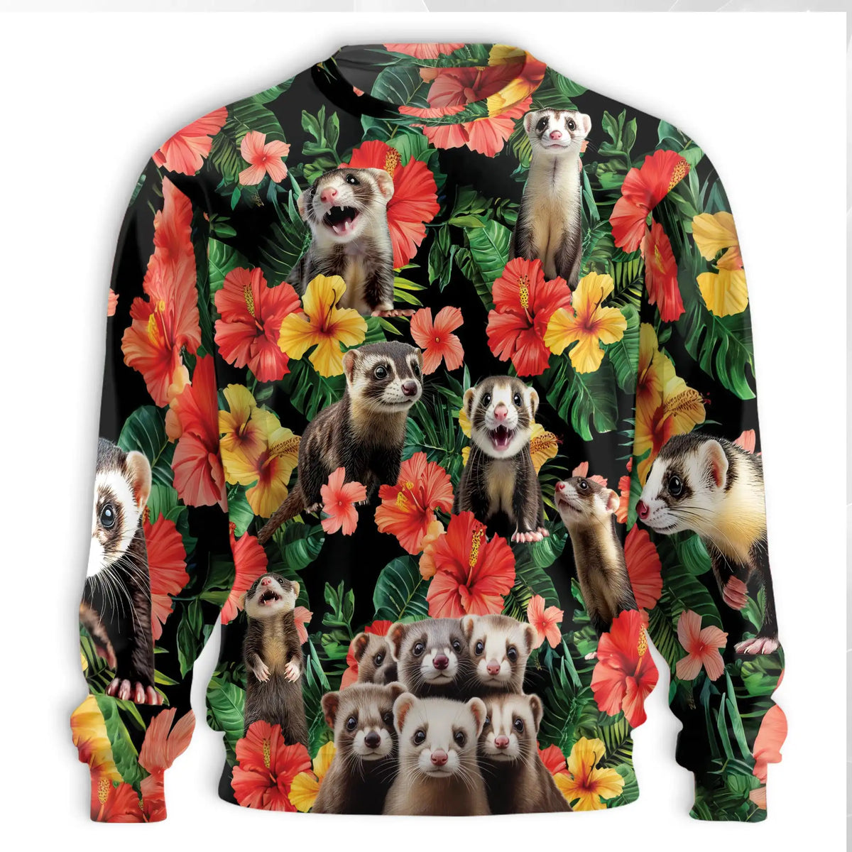 Ferret Tropical Sweatshirt – Tropical 3D All Over Print Design