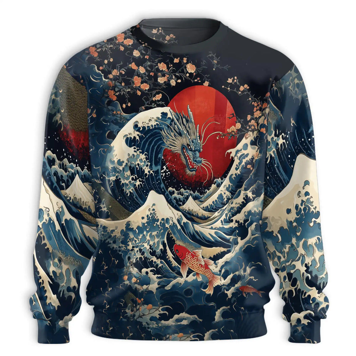 Japanese Dragon Koi Fish Sweatshirt – Colorful Graphic 3D All Over Print Design