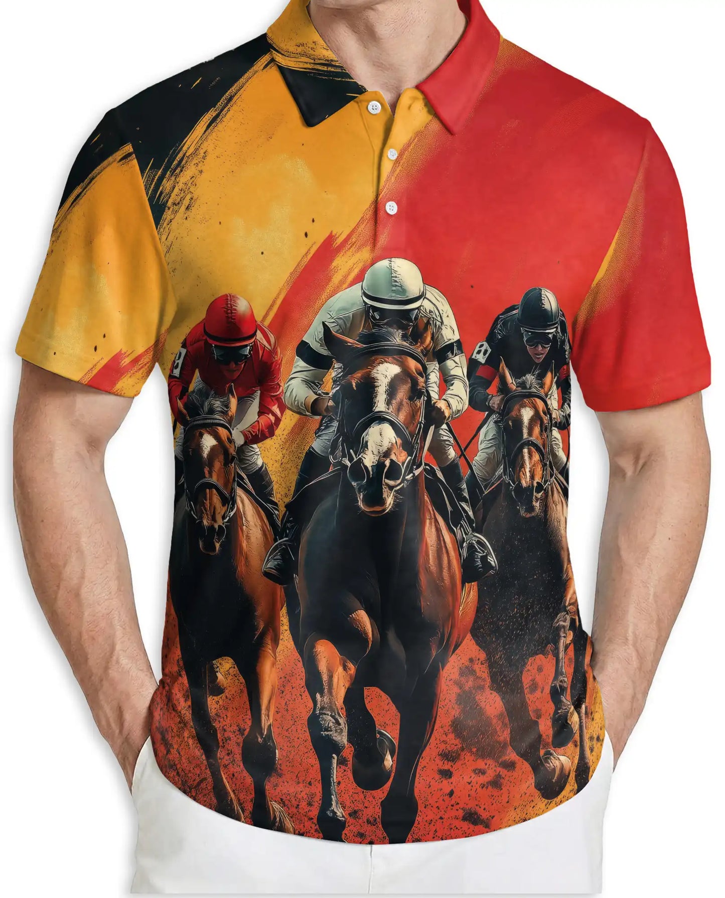 Horse Racing Champion 3D Polo Shirt for Men, Dynamic Jockey Sports Style | Azhawaiian