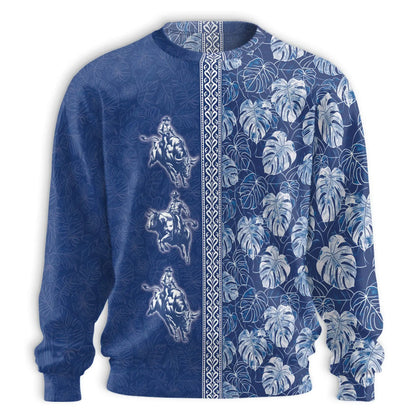Bull Riding White Leaves Sweatshirt – Colorful Graphic 3D All Over Print Design