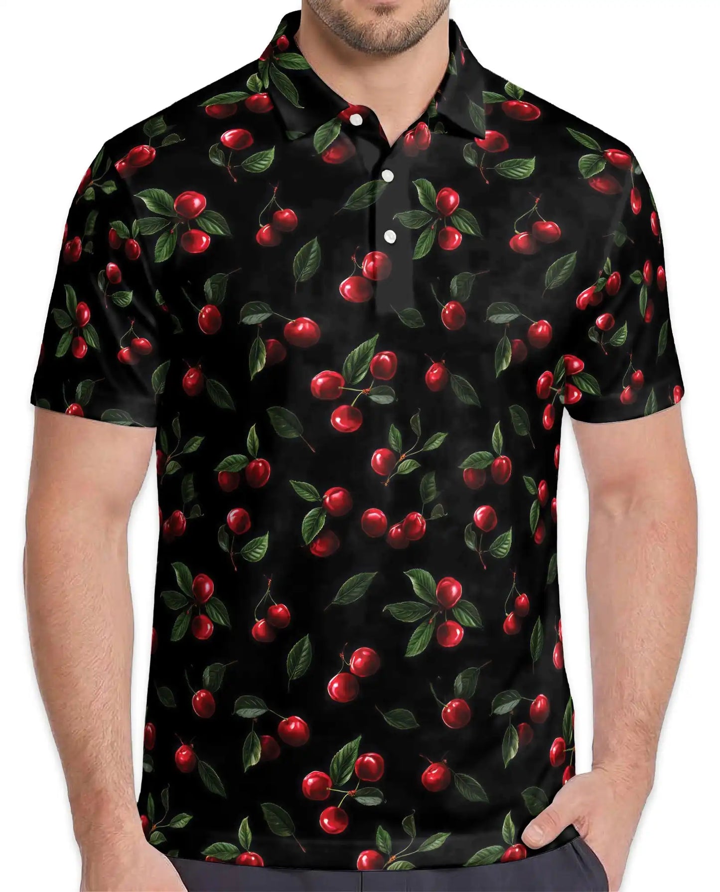 Cherry Fruit Polo Shirt for Men, Classic Fruit Style | Azhawaiian