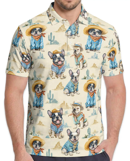 French Bulldog Cowboy Polo Shirt - Western Desert Dog Style | Azhawaiian