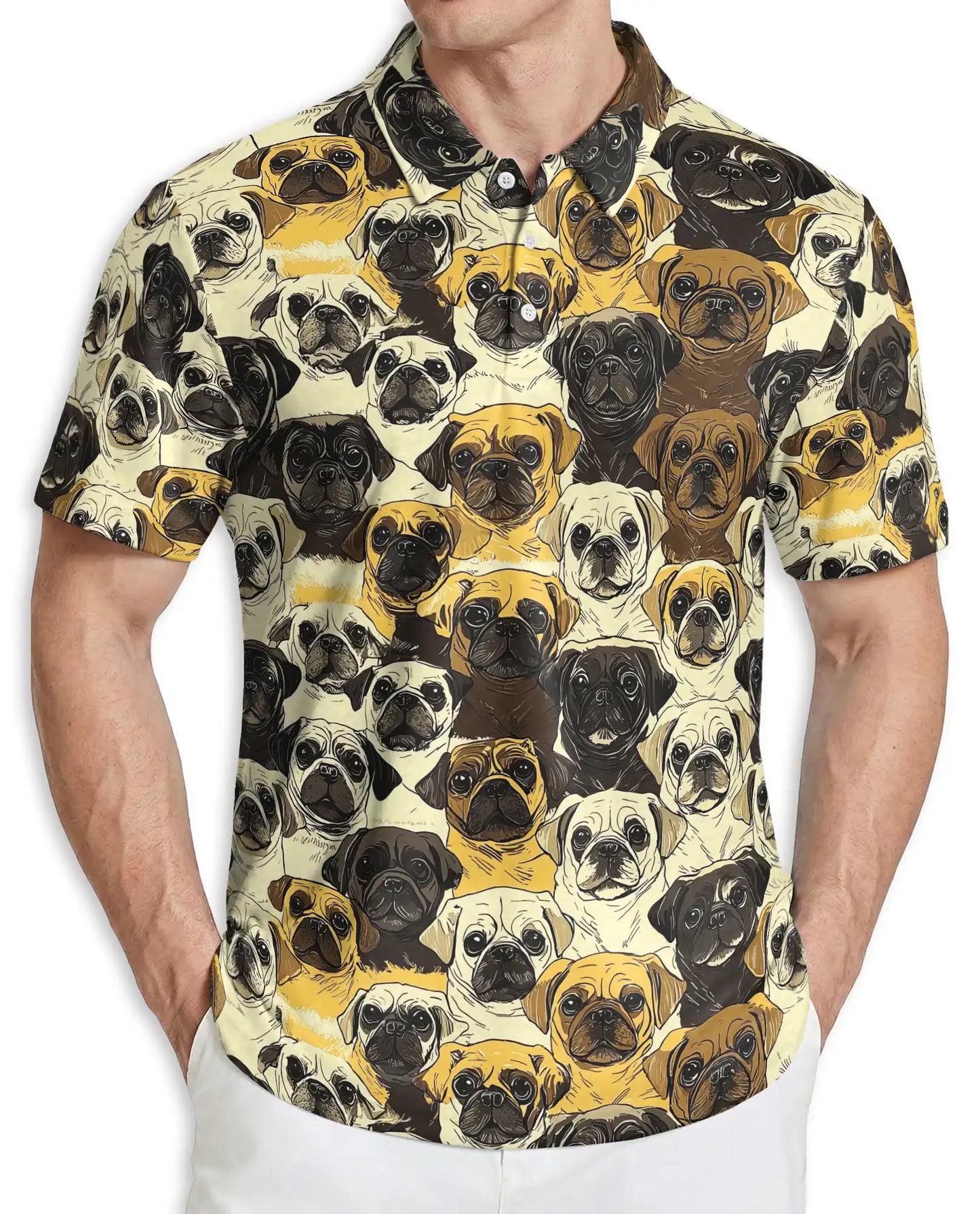 Pug Dog All Over Print Polo Shirt | Azhawaiian