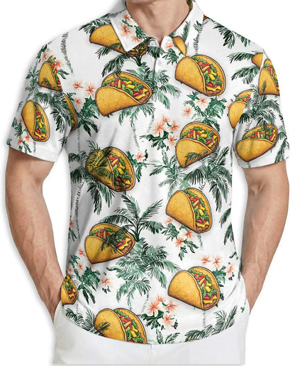 Funny Taco Tropical 3D Polo Shirt for Men, Hawaiian Food Lover Style | Azhawaiian