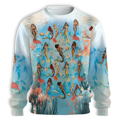Mermaid Sea Horse Sweatshirt – Colorful Graphic 3D All Over Print Design