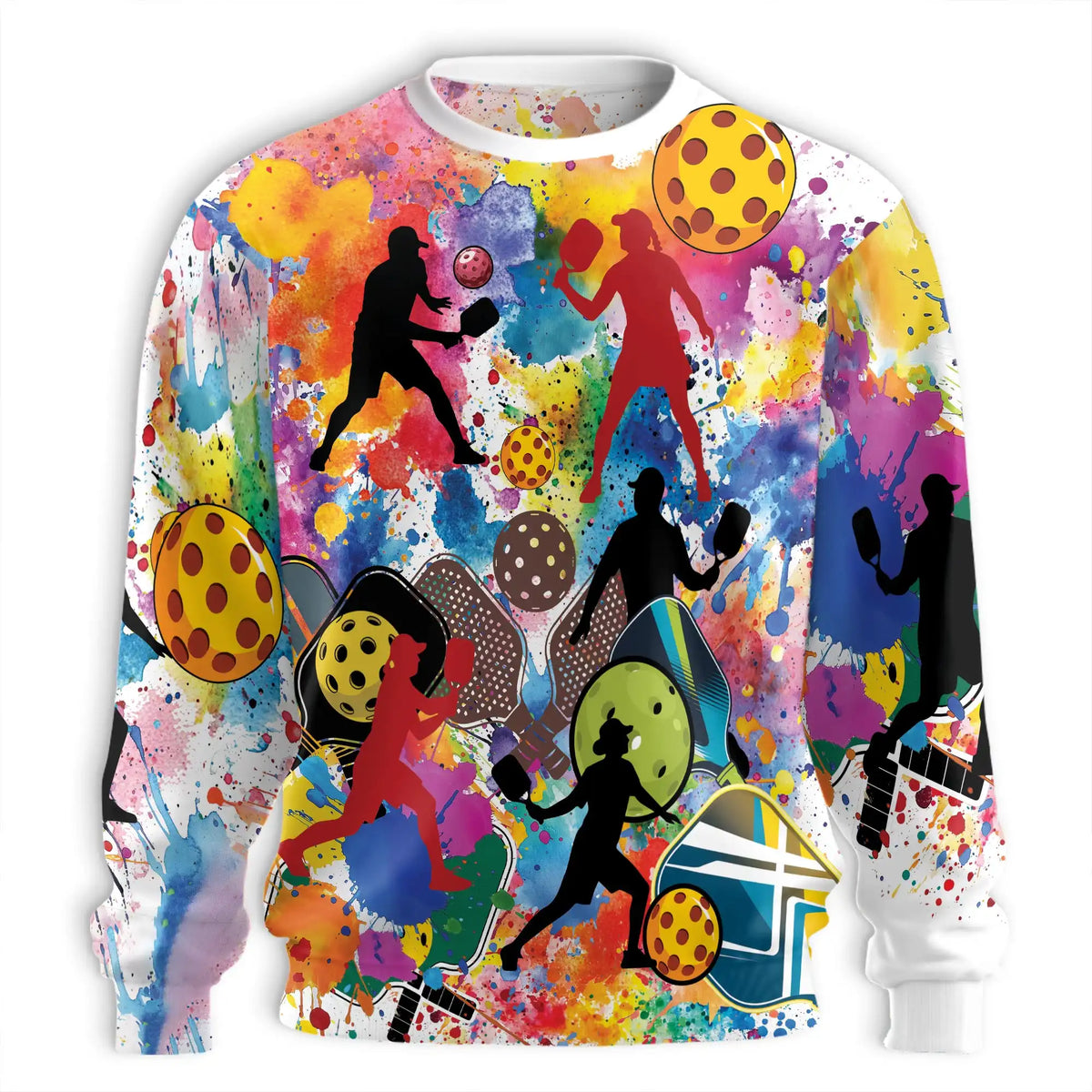 Pickleball Watercolor Splash Sweatshirt – Colorful Graphic 3D All Over Print Design