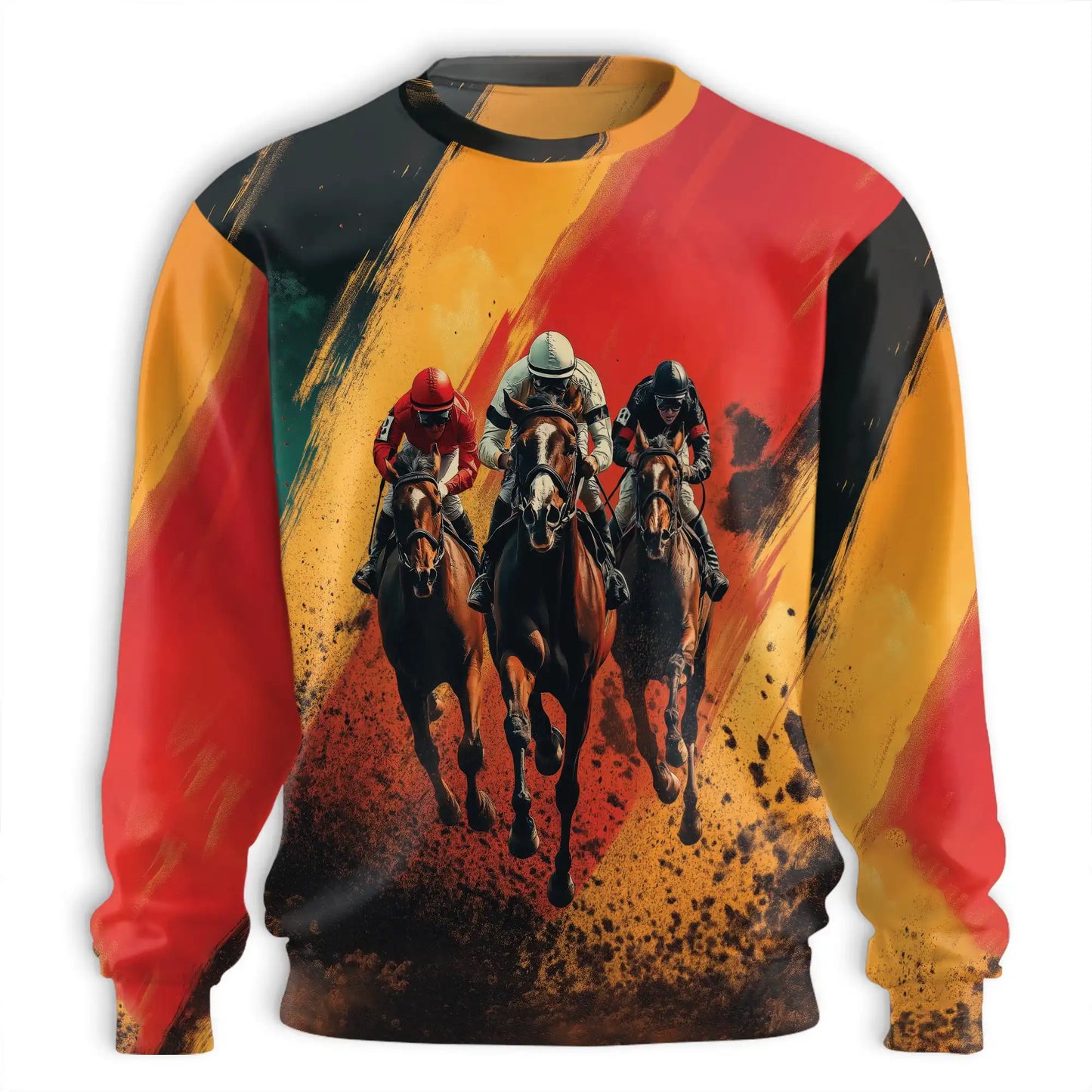 Abstract Horse Racing Art Sweatshirt – Colorful Graphic 3D All Over Print Design
