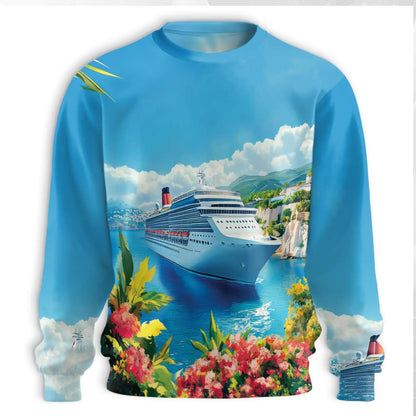 Cruise Ship Sweatshirt – Colorful Graphic 3D All Over Print Design