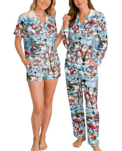 Christmas Snowman Pajama Set for Women – Winter Village Print