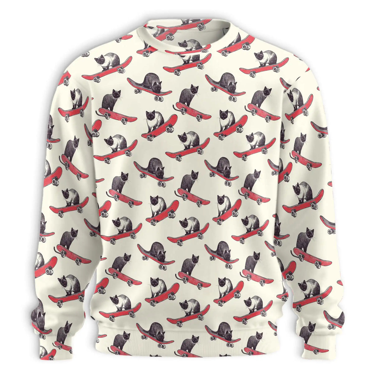 Cats Playing Skateboarding Sweatshirt – Colorful Graphic 3D All Over Print Design