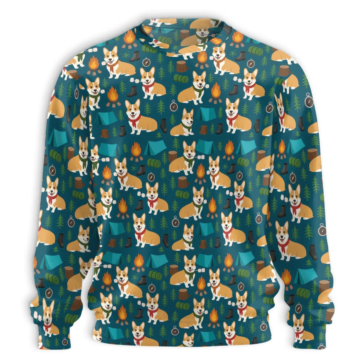 Corgi Camping Sweatshirt – Colorful Graphic 3D All Over Print Design