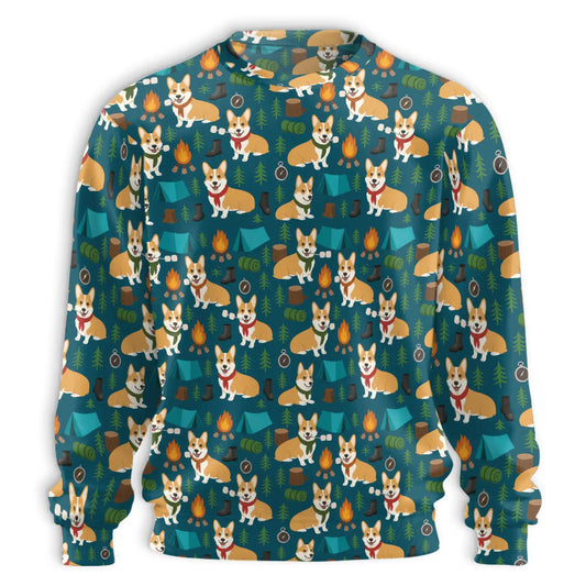 Corgi Camping Sweatshirt – Colorful Graphic 3D All Over Print Design