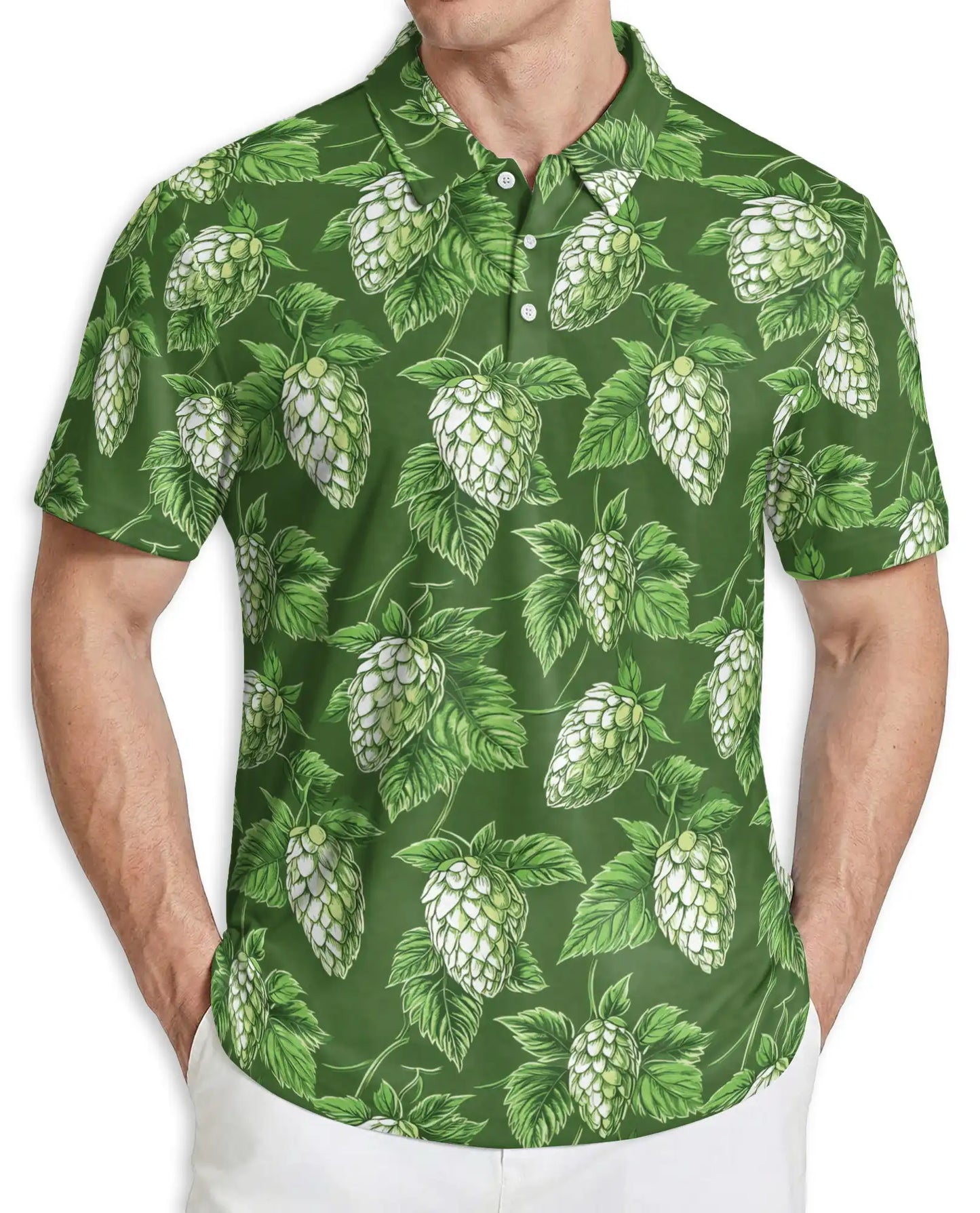 Hop Leaf Green Polo Shirt | Azhawaiian