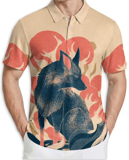 Scandinavian Fox Art Polo Shirt-Modern Woodland Wildlife Design | Azhawaiian
