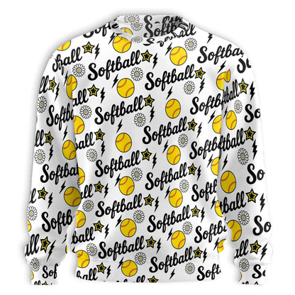 Softball Seamless Digital Paper Sweatshirt – Colorful Graphic 3D All Over Print Design
