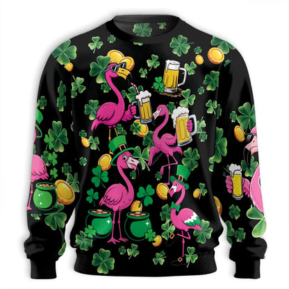 St. Patrick's Day Flamingo Pattern Sweatshirt – Colorful Graphic 3D All Over Print Design
