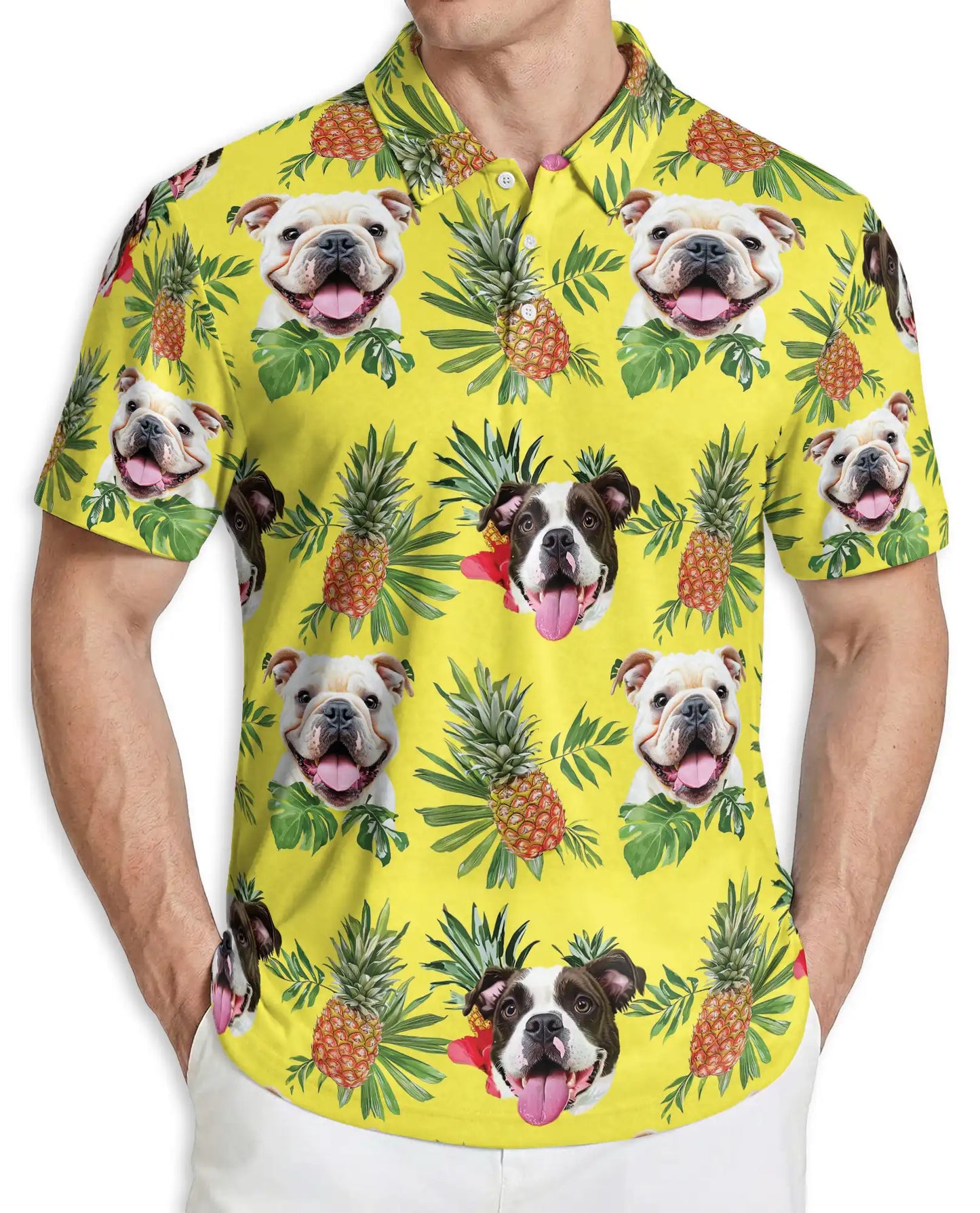 Bulldog Pineapple Hawaiian Polo Shirt | Azhawaiian
