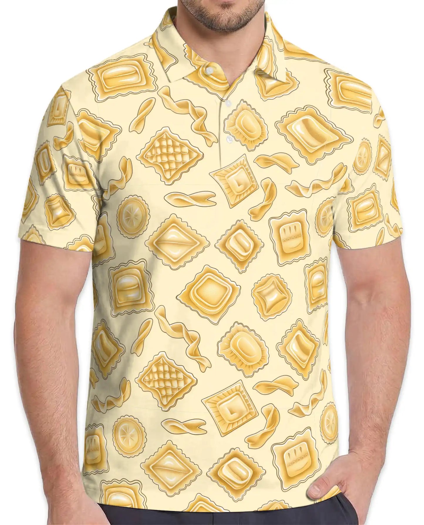 Pasta Lover Polo Shirt - Italian Food Pattern Style | Azhawaiian