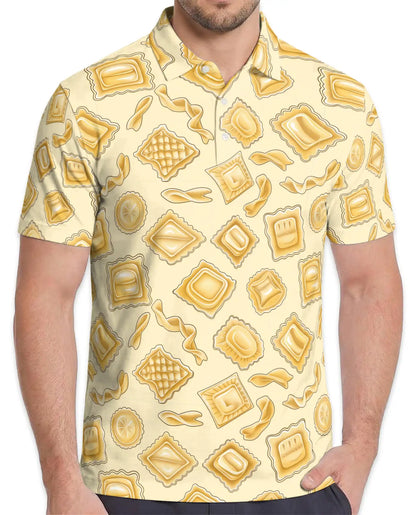 Pasta Lover Polo Shirt - Italian Food Pattern Style | Azhawaiian