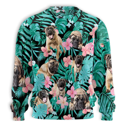 English Mastiff Summer Leaves Sweatshirt – Tropical 3D All Over Print Design