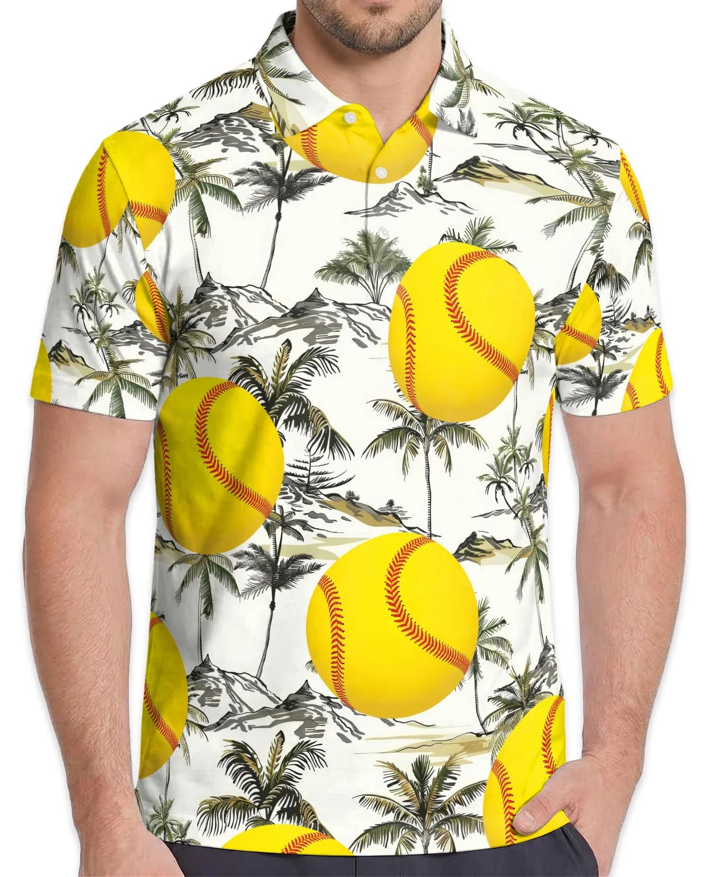 Softball Tropical Polo Shirt for Men, Summer Sports Style | Azhawaiian