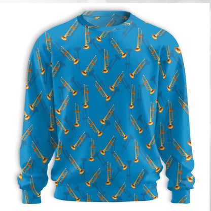 Trombone Pattern Sweatshirt – Colorful Graphic 3D All Over Print Design