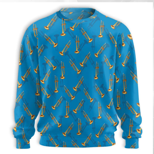 Trombone Pattern Sweatshirt – Colorful Graphic 3D All Over Print Design